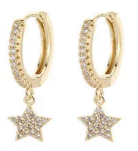 Star & Star Huggie Earrings (Gold)