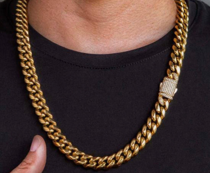 Miami Cuban Link Chain Necklace 12mm with CZ stone Zircon Buckle