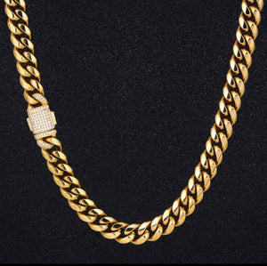 Miami Cuban Link Chain Necklace 12mm with CZ stone Zircon Buckle