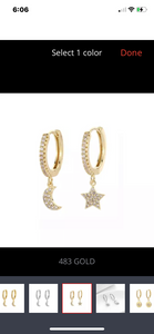 Moon  & Star Huggie Earrings (Gold)