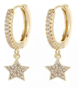 Star & Star Huggie Earrings (Gold)